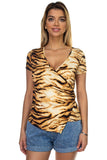 Animal Print Front Wrap Shirt