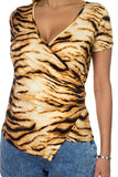 Animal Print Front Wrap Shirt