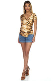 Animal Print Front Wrap Shirt