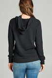 Long Sleeve Pullover French Terry Hoodie Top W/ Kangaroo Pocket