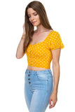 Polka Dot Button Down Cropped Top