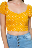 Polka Dot Button Down Cropped Top