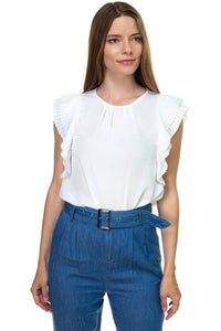 Accordion Pleated Short Sleeve Shirt