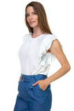 Accordion Pleated Short Sleeve Shirt