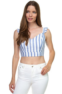 Stripe Ruffle Shoulder Strap Top