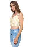 Stripe Ruffle Shoulder Strap Top