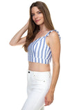 Stripe Ruffle Shoulder Strap Top