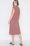 Marsala Button Down Sleeveless Midi Dress