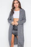 Plaid Single Button Long Sleeve Blazer