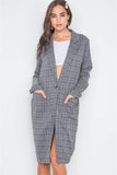 Plaid Single Button Long Sleeve Blazer