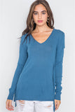 Knit V-neck Casual Solid Long Sleeve Sweater