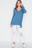 Knit V-neck Casual Solid Long Sleeve Sweater