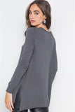 Knit V-neck Casual Solid Long Sleeve Sweater