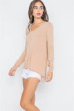 Knit V-neck Casual Solid Long Sleeve Sweater