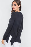 Knit V-neck Casual Solid Long Sleeve Sweater