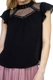 Mesh Lace Mock Neck Blouse