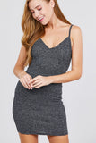 V-neck Front Button Detail Rib Cami Mini Dress