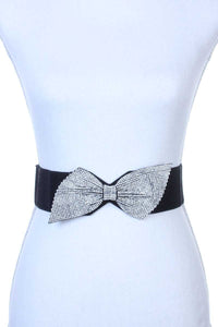 Rhinestone Bow Elastic Belt