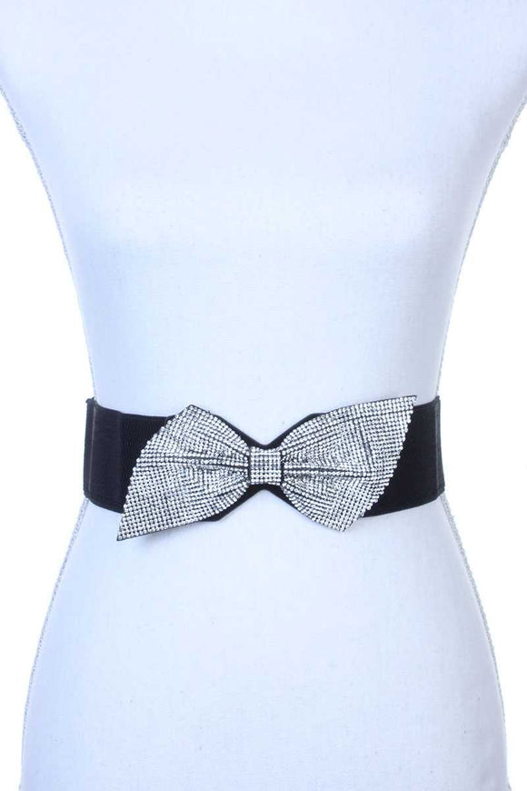 Rhinestone Bow Elastic Belt