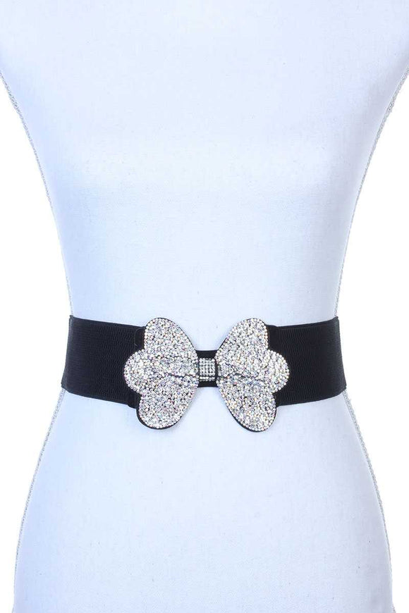 Rhinestone Bow Elastic Belt