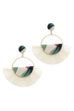 Fabric Half Circle Fan Tassel Post Drop Earring