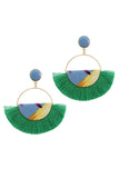 Fabric Half Circle Fan Tassel Post Drop Earring