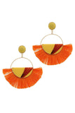 Fabric Half Circle Fan Tassel Post Drop Earring