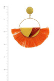 Fabric Half Circle Fan Tassel Post Drop Earring