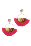 Fabric Half Circle Fan Tassel Post Drop Earring