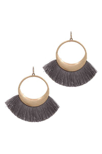 Metal Fan Tassel Drop Earring