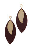 Leather Pointed Oval Post Drop Earring