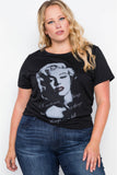 Plus Size Black Graphic Marilyn Monroe Knit Top