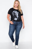 Plus Size Black Graphic Marilyn Monroe Knit Top