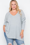 Plus Size Heather Grey Knit Long Sleeve Top