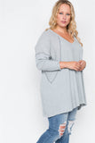 Plus Size Heather Grey Knit Long Sleeve Top