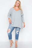 Plus Size Heather Grey Knit Long Sleeve Top