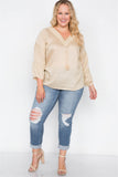 Plus Size Crochet Trim V-neck Boho Top