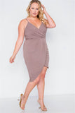 Plus Size Mocha Tulip-hem Evening Dress