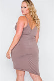 Plus Size Mocha Tulip-hem Evening Dress