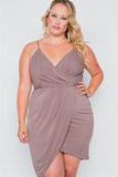 Plus Size Mocha Tulip-hem Evening Dress