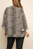 Jaguar Print Cuffed 3/4 Sleeve Top