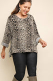 Jaguar Print Cuffed 3/4 Sleeve Top