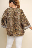 Jaguar Print Cuffed 3/4 Sleeve Top