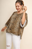 Jaguar Print Cuffed 3/4 Sleeve Top