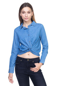 Twist Front Chambray Shirt