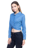 Twist Front Chambray Shirt