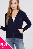 Long Sleeve Zipper French Terry Jacket W/ Kangaroo Pocket