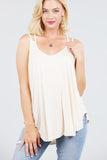 V-neck Double Shoulder Strap Cami Rayon Spandex Top