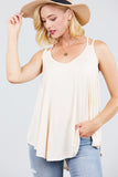 V-neck Double Shoulder Strap Cami Rayon Spandex Top