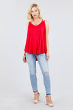 V-neck Double Shoulder Strap Cami Rayon Spandex Top